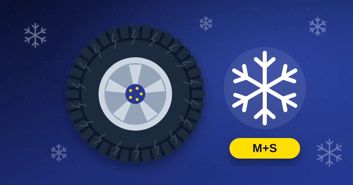 Illustrazione di uno pneumatico invernale con un fiocco di neve
